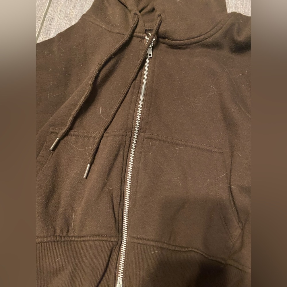 Dark Brown crop zip up hoodie